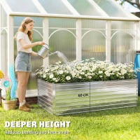 Outsunny 6' x 3' x 2' Raised Garden Bed, Set of 2 Galvanized Planter Box for Vegetables, Flowers, Herbs, Silver(m-6)