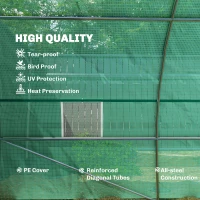 Outsunny 26' x 10' x 6.6' Walk-in Tunnel Hoop Greenhouse, PE Cover, Steel Frame, Roll-Up Zipper Door & 12 Mesh Windows for Flowers, Vegetables, Tropical Plants, Light Green(m-4)