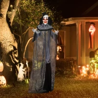HOMCOM Classic Black and White Striped Clown Outdoor Halloween Decoration(m-10)