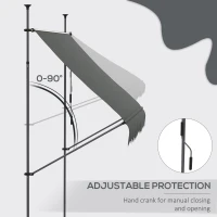 Outsunny 8' x 4' Manual Retractable Awning, Non-Screw Patio Awning, UV Resistant for Window or Door, Dark Gray(m-5)