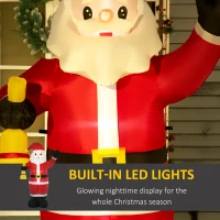 HOMCOM 8ft Christmas Inflatable Santa Claus Ringing Bell, Outdoor Blow-Up Yard Decoration with LED Lights Display(m-4)