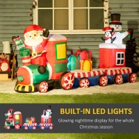 Outsunny 8ft Christmas Inflatables Outdoor Decorations Train with Santa Claus, Snowman, Penguin and Gift Boxes(m-5)