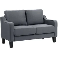 HOMCOM Loveseat Sofa, Modern Couch with Pocket Spring, Linen Upholstered, Thick Padded, Charcoal Grey(m-9)