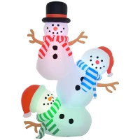 Outsunny 8.2' Inflatable Three Stacked Snowmen w/ LED Lights, Blow-Up Outdoor Christmas Display for Party(m-11)