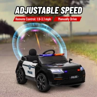 Qaba 12V Kids Ride on Car w/ Remote Control, Siren, Light, Music, Spring Suspension, Horn & Transport Wheel, Black(m-4)