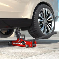 HOMCOM Low Profile Car Jack, Hydraulic Racing Floor Jack, 3.1"-14.1" Lifting Range, 2.5 Ton (5,000 lb) Capacity, Red(m-8)