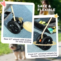 PawHut 3 in 1 Pet Stroller with Detachable Carrier, Foldable Dog Stroller with Storage Basket, Cupholder, for Mini Dogs, Gray(m-7)
