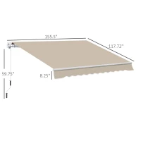 Outsunny 12' x 10' Retractable Awning Patio Awnings Sun Shade Shelter with Manual Crank Handle, 280g/m² UV & Water-Resistant Fabric and Aluminum Frame for Deck, Balcony, Yard, Cream White(m-14)