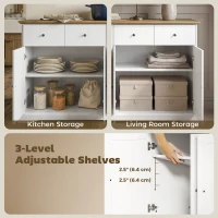 HOMCOM Sideboard Buffet Cabinet, 55" Farmhouse Kitchen Cabinet with Soft-Close Doors, 2 Drawers and 2 Adjustable Shelves(m-6)