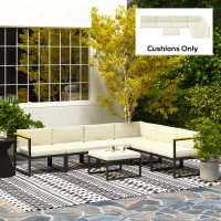 Outsunny Replacement Cushions for Rattan Furniture, 14 Piece Outdoor Seat Cushion Pad for Patio Set, 7 Seat and 7 Back, Cream(m-8)