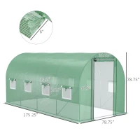 Outsunny 14.6' x 6.6' x 6.6' Walk-in Tunnel Hoop Greenhouse with Mesh Door & 8 Windows, Large Green House for Outside for Plants, Flowers, Vegetables, Galvanized Steel Frame & PE Cover, Green(m-3)