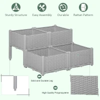 Outsunny 4-Piece Raised Garden Bed with Legs, Self-Watering Planter Box Raised Bed to Grow Flowers, Herbs & Vegetables, Gray(m-4)
