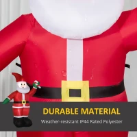 Outsunny 8ft Christmas Inflatables Outdoor Decorations Santa Claus Holds Candy Cane with Furry Beard, Blow-Up LED Yard Christmas Decor for Lawn Garden Party(m-16)