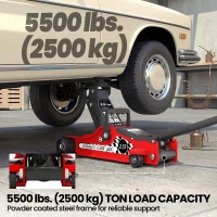 HOMCOM Low Profile Car Jack, Hydraulic Racing Floor Jack, 3.1"-14.1" Lifting Range, 2.5 Ton (5,000 lb) Capacity, Red(m-5)