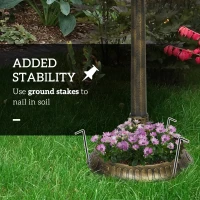 Outsunny 32" Antique Bird Bath Decorative Birdbath Bird Feeder Bowl with Planter Pedestal and Bird Statues, Bronze(m-8)