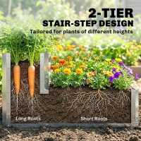 Outsunny 2 Tier Galvanized Raised Garden Bed, Steel Planter Box for Vegetables, Flowers, Herbs, 47" x 40" x 23", Silver(m-4)