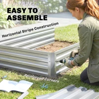 Outsunny 2 Tier Galvanized Raised Garden Bed, Steel Planter Box for Vegetables, Flowers, Herbs, 47" x 40" x 23", Silver(m-5)