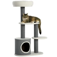 PawHut 39" Cat Tree Tower, Multi-level Cat Activity Centre with Scratching Posts, Condo, Top Perch, Platforms, White(m-9)