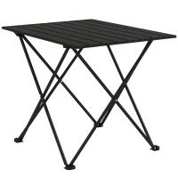 Outsunny Folding Camping Table, Outdoor Portable Picnic Table with Carry Bag, Foldable Table for Camping, Picnic, Hiking, Black(m-9)