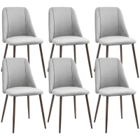 HOMCOM Upholstered Dining Chairs Set of 6, Velvet Accent Chair with Back and Wood-grain Steel Leg for Kitchen, Grey(m-9)