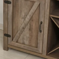 HOMCOM Farmhouse Coffee Bar Cabinet, Sideboard Buffet Cabinet Wine Cabinet with Drawers, Barn Style Doors, Wine Rack, Distressed Oak Brown(m-8)