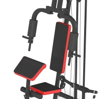 Soozier Home Gym Equipment, Multifunctional Weight Machine with Pulley System for Full Body Strength Training, Black(m-11)