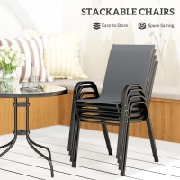 Outsunny Five-Piece Steel Patio Set, with Glass-Top Table - Dark Grey(m-4)