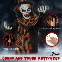 Outsunny 67" Life Size Outdoor Halloween Decorations Talking Circus Clown, Animatronic Animated Prop(m-6)