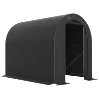 Outsunny 5' x 8' Outdoor Storage Shed, Heavy Duty Galvanized Steel Portable Shed for Bike, Motorcycle, Garden Tools, Black(m-9)