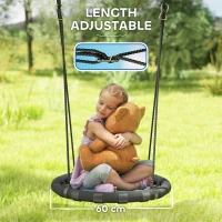 Qaba 24 inch Saucer Tree Swing Set for Kids with Adjustable Hanging Ropes for Outdoor, Backyard, Blue(m-5)