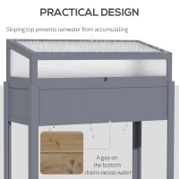 Outsunny Raised Wood Cold Frame Greenhouse, Elevated Planter & Plant Protection Box, 2-IN-1 for Flowers, Vegetables, Herbs, Grey(m-6)