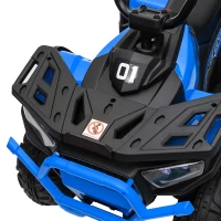 Qaba 12V Kids ATV, 4 Wheeler Quad with 4 Spring Suspension Wheels, LED Lights, Music USB, Blue(m-9)