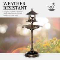 Outsunny 3 in 1 Garden Bird Bath Bowl Pedestal with Bird Feeder, Large Water Basin, Underneath Flower Planter, Bronze(m-7)
