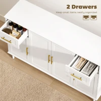 HOMCOM 55" Buffet Cabinet with Soft-Close Doors, Modern Sideboard with 2 Drawers, 3 Adjustable Shelves and 4 Doors, White(m-5)