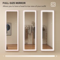 HOMCOM LED Mirror with Dimmable and 3 Colour Lights, 64" x 21" Rectangular Full Body Mirror for Bedroom Living Room, Pink(m-5)