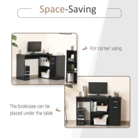HOMCOM 180° Rotating Home Office Corner Desk Storage Shelf Cabinet Black(m-4)
