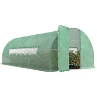 Outsunny 20x10x6.6ft Heavy Duty Outdoor Walk-in Tunnel Greenhouse Portable Garden Planting Warm House with PE Cover Green(m-2)