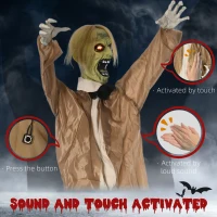 Outsunny 72" Life Size Outdoor Halloween Decorations Zombie, Animated Prop Animatronic Decor with Sound and Motion Activated, Light Up Eyes, Howling Sound(m-6)