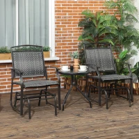 Outsunny Set of 2 Outdoor Glider Chairs, Porch & Patio Rockers for Deck with PE Rattan Seats, Steel Frames for Garden, Backyard, Poolside, Gray(m-12)