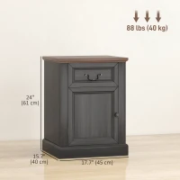 HOMCOM Side Table Set of 2, End Tables with Drawer and Cabinet, Nightstands for Small Spaces, Living Room, Black(m-3)