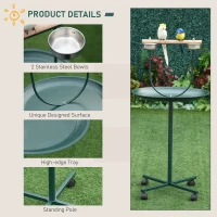 PawHut 48" Rolling T-Stand, Parrot Stand, Bird Training Activity Playground With Wheels and Perch,, Bird Play Perch, Green(m-5)