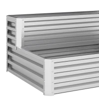 Outsunny 2 Tier Galvanized Raised Garden Bed, Steel Planter Box for Vegetables, Flowers, Herbs, 47" x 40" x 23", Silver(m-9)