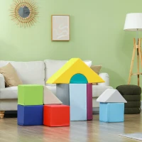 Soozier 11 Piece Soft Play Blocks Kids Climb and Crawl Gym Toy Foam Building Light Colour(m-8)