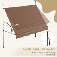 Outsunny 10' x 4' Manual Retractable Awning, Non-Screw Patio Awning, UV Resistant, for Window or Door, Coffee(m-5)