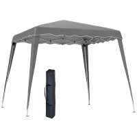 Outsunny 8' x 8' Pop Up Canopy, Outdoor Foldable Tent, Portable Canopy Tent with Carrying Bag for Camping, Party, Picnic, Grey(m-9)
