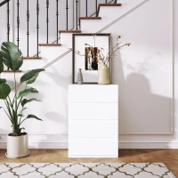 HOMCOM 4 Drawer Chest Storage Cupboard Freestanding Drawer Unit, White(m-6)