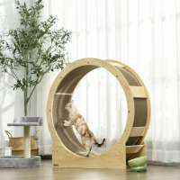 PawHut 36" Cat Wheel for Indoor Cats with Brake, Scratching Pads, Oak(m-1)