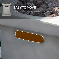 Outsunny Portable Outdoor Propane Fire Pit, Small Tabletop Fireplace, 10 Inch Square Gas Firebowl, 10,000 BTU, w/ Lava Rocks, CSA Certification, for Garden, Patio, Light Grey(m-7)