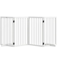 PawHut Free Standing Pet Gate, Foldable Dog Gates with 2 Support Feet, 4 Panels for Doorway Stairs, White(m-9)