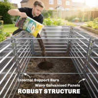 Outsunny 6' x 3' x 2' Raised Garden Bed, Set of 2 Galvanized Planter Box for Vegetables, Flowers, Herbs, Silver(m-5)